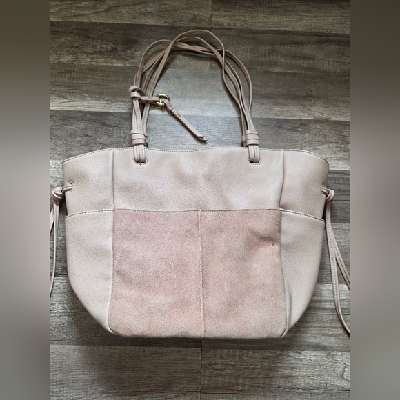 MODA LUXE NUDE PINK BLUSH LARGE SHOPPER TOTE BAG Y2K Princess Lagenlook Classy - Picture 6 of 10